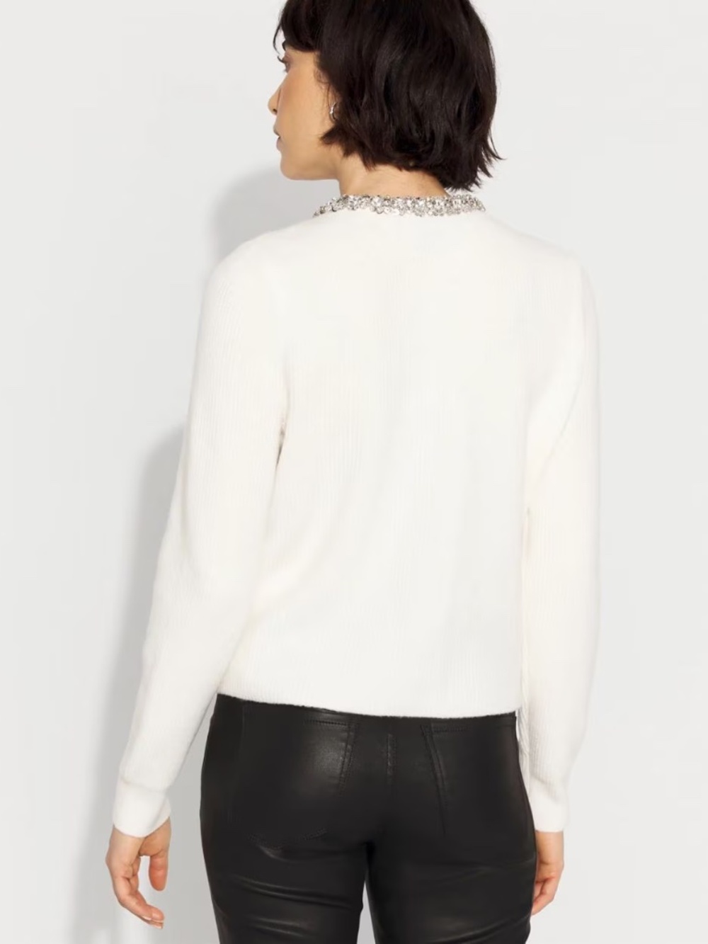 WHBM Embellished Button-Front Cardigan Sparkle Snap Buttons Size S NWT - Picture 4 of 8